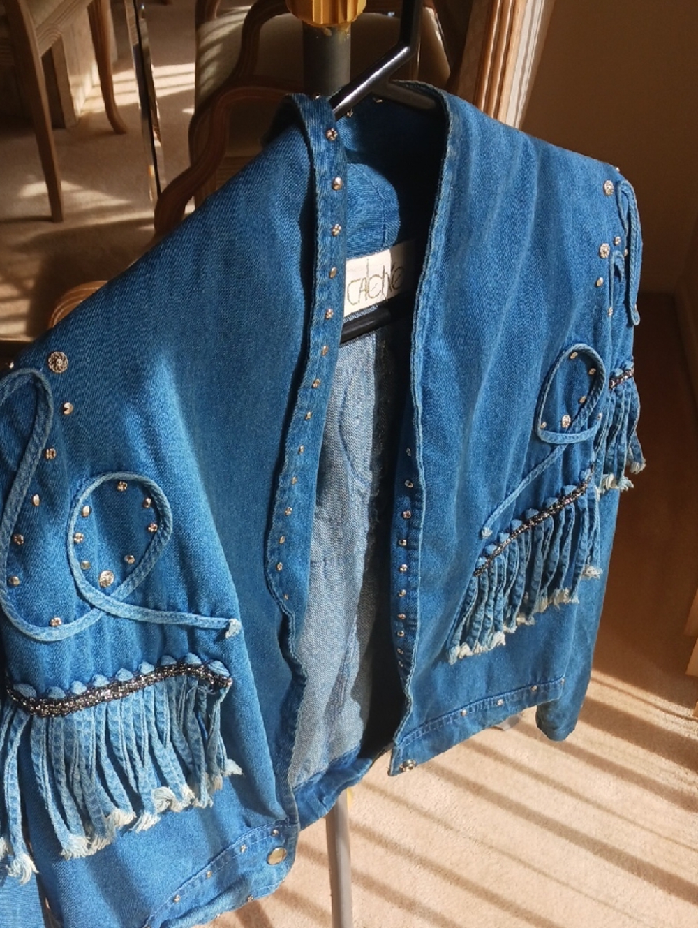 Vintage Women's Denim Jacket With metal Studs& Ropes detail-New,"Cache" - Picture 16 of 16